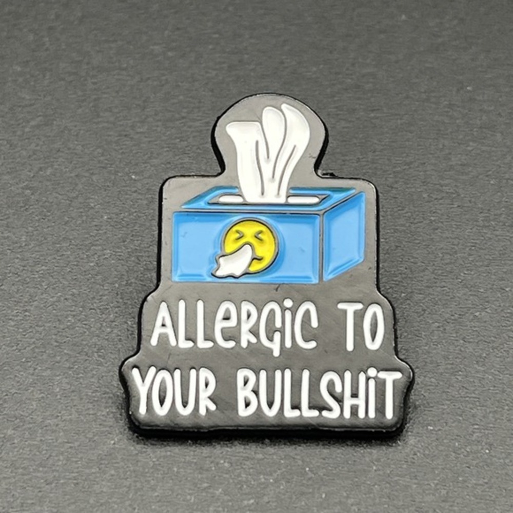 "Allergic To Your Bulls**t" Tissue Box Funny Novelty Lapel Hat Pin